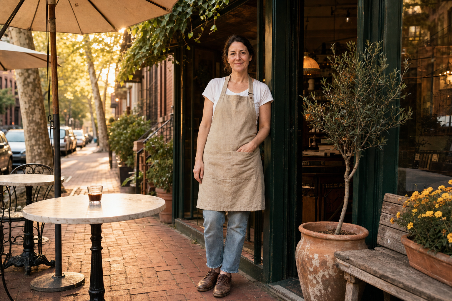An independent bakery owner opening for the day