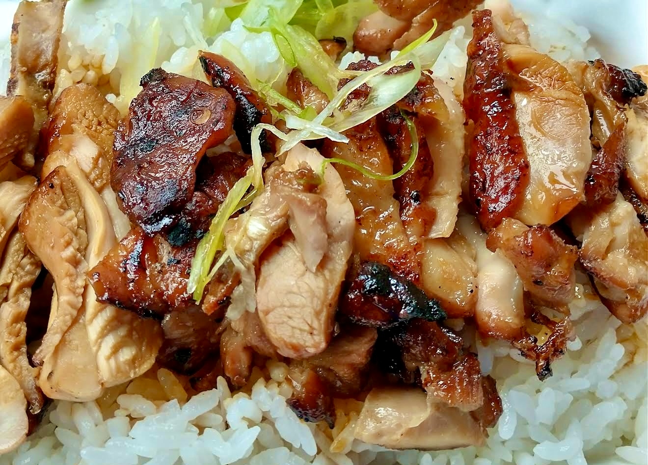Chicken teriyaki plate with steamed rice and vegetables